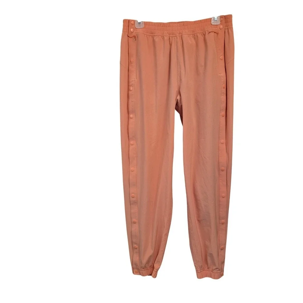 Lululemon Breakaway Track Pants Women 10 Orange Snap Button Joggers Yoga Gym